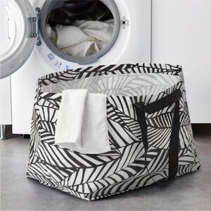 IKEA | SLUKIS NWT Frakta Shopping Bag Large Black White "Leaf" Design 19 Gallons